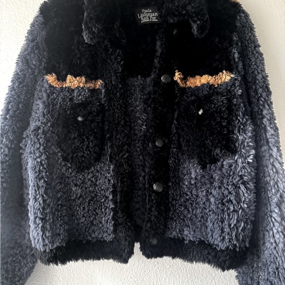 Paula Lishman Black & Blue Knit Fur Jacket - Picture 4 of 6